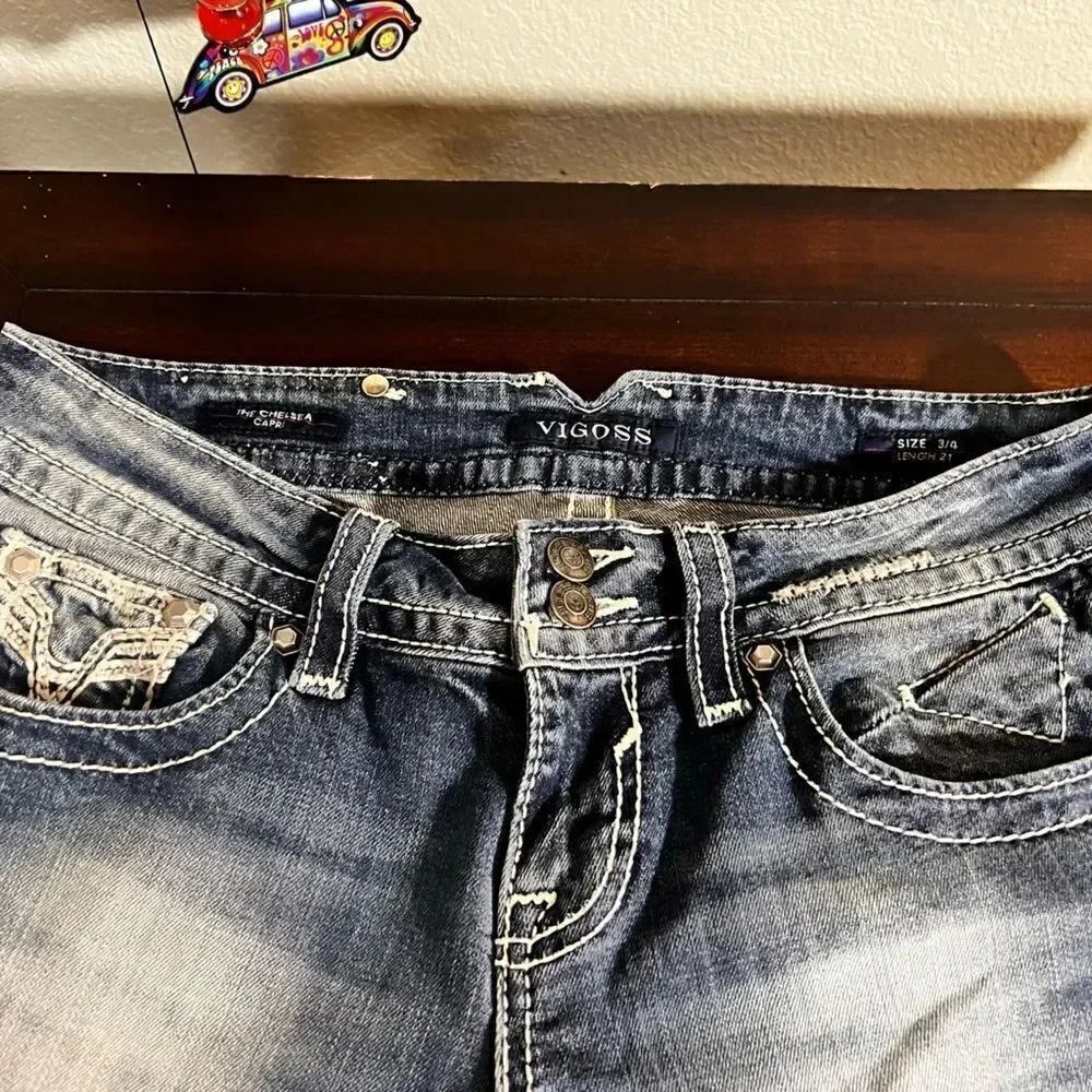 EUC Vigoss Chelsea Capri Size 3/4 Length 21 Rolled cuff or 22 Straight #J11 - Picture 2 of 9